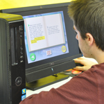 special needs high school student learning computer skills at the harbor school
