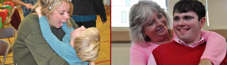 Left: Fun at Holiday Express concert. Right: Enjoying the Valentine's Day Dance.