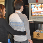 working on balancing while playing Wii Fit during PT