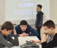 harbor school students working with visio